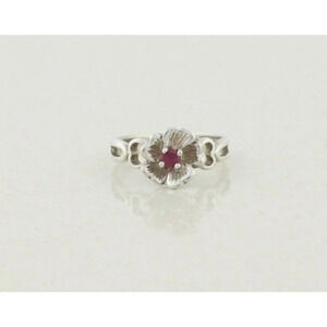 Sterling Silver Pink Topaz Flower Ring size 6